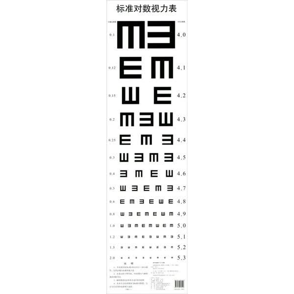 标准对数视力表 一套四张 儿童近视自测表 学校视力普查工具 入学招工体检视力表 防水视力表 幼儿园晨检视力筛查家用视力检测挂图