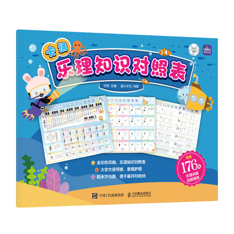 正版 卡通乐理知识对照表 少儿实用乐理知识挂图大谱表五线谱键盘对照