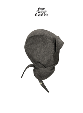 hot holy heart飞行员兜帽双面毛呢手缝牦牛绒羊毛帽子褐灰色新款