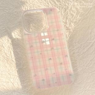 新款手机壳琉砂甜美适用苹果16手机壳iphone17promax硬13粉格纹星星1411保护套