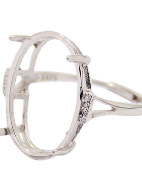 diy四爪蜜蜡琥珀玉石戒指空托