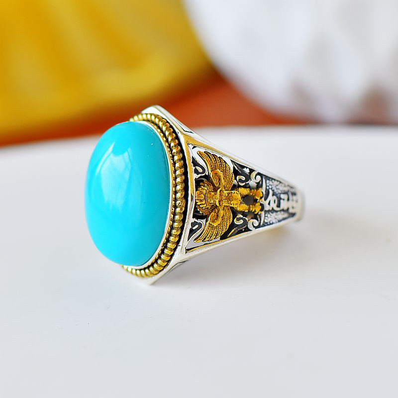 s925纯银戒指空托霸气diy玉石