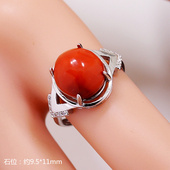 微镶定制DIY蜜蜡松石琥珀活口托9.5 S925纯银戒指空托时尚 女款