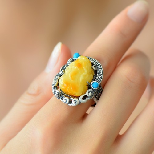 祈禧男女款S925纯银复古戒指空托