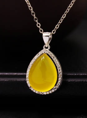 diy水滴蜜蜡琥珀镶嵌吊坠空托