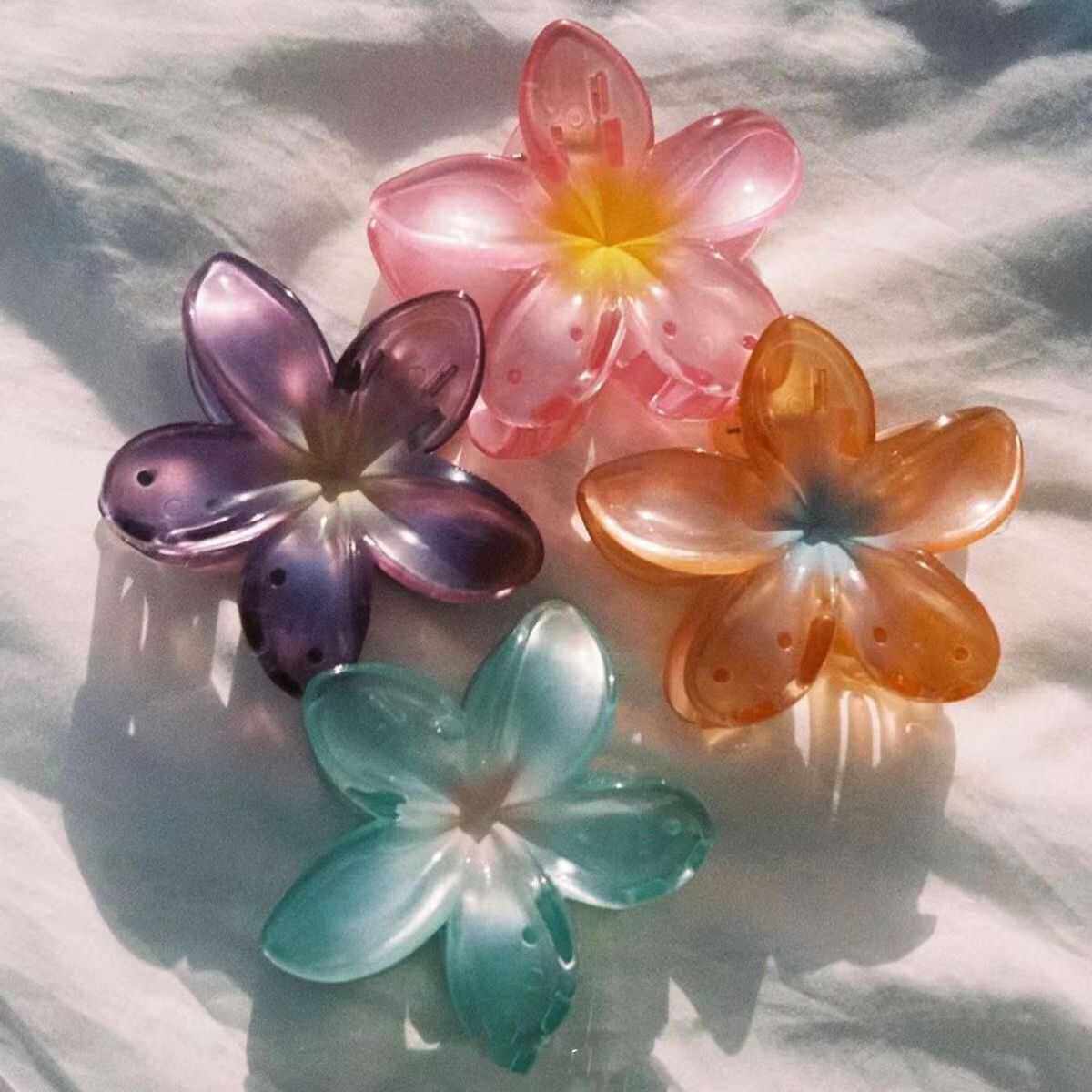 韩款花朵抓夹鸡蛋花鲨鱼夹高级感夹子头饰发夹时尚后脑勺盘发发饰