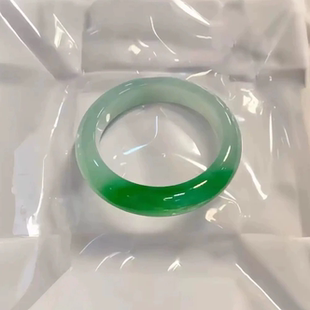 ［宝润堂］ 高端缅甸玉镯子冰透半山水阳绿飘花玉手镯高端礼物