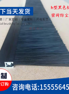 hF型黑色铝合金条刷工业防尘刷门底门窗密封挡水防静电尼龙毛刷条