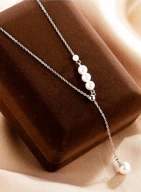 简约银珠流苏项链INS风锁骨链