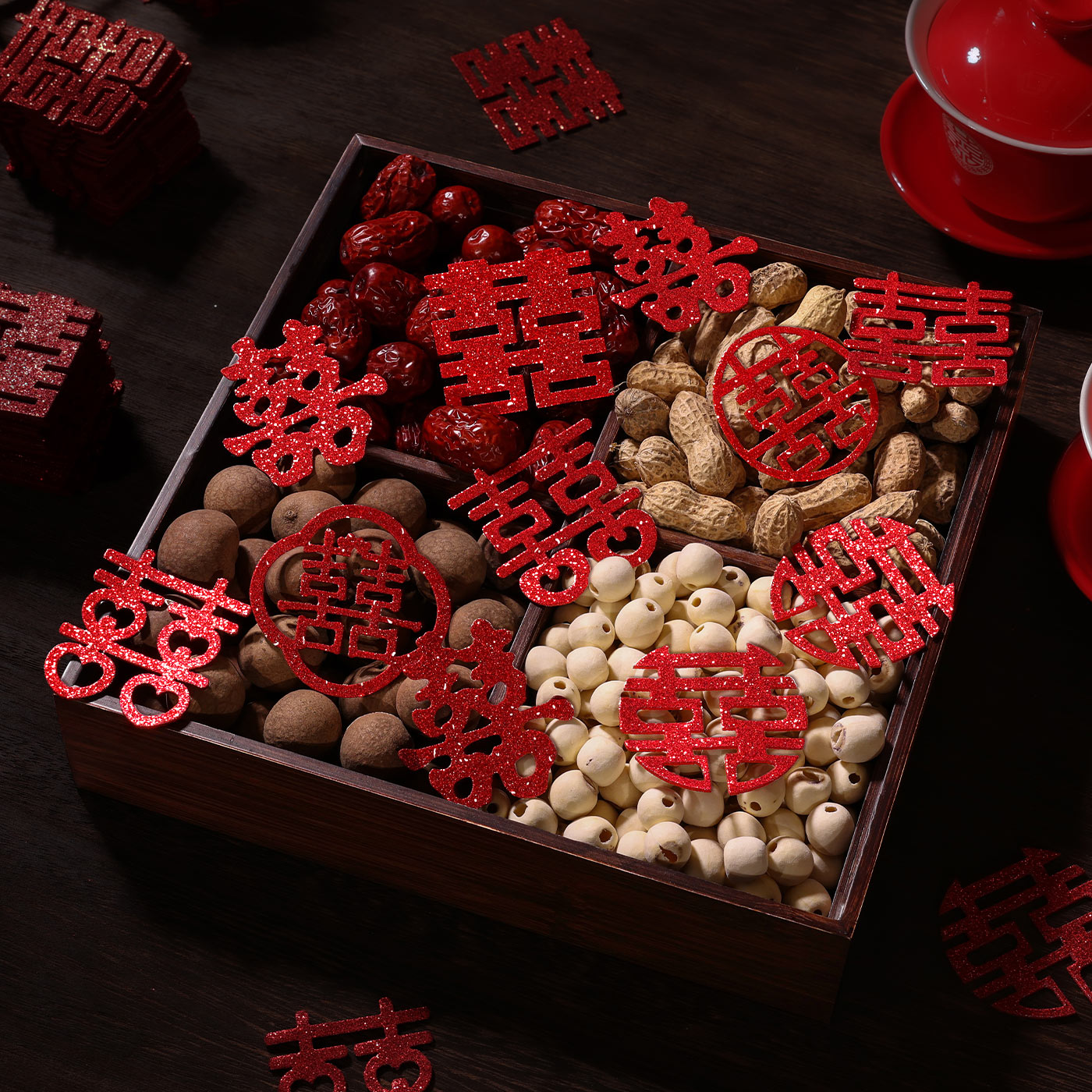 小喜字手抛喜抛洒床上