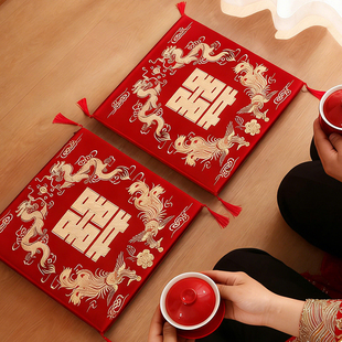 结婚跪垫敬茶新娘改口坐福垫敬酒跪拜红色喜垫一对婚庆用品大全