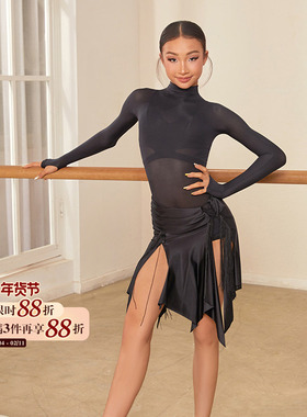 小小ZYM【迷迭香】半裙不规则个性拉丁舞练功服女童带底裤25068