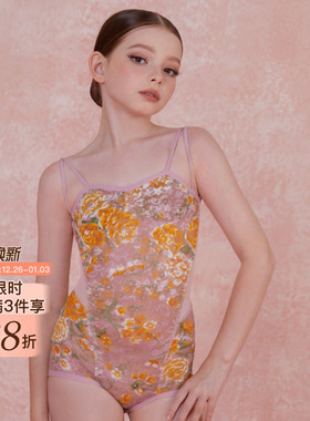 小小ZYM【漫野心事】上衣吊带连体拉丁舞练功服女童花卉元素2434
