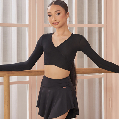 小小ZYM【甜甜圈】半裙简约女童拉丁舞练功服带底裤飘逸裙摆25102