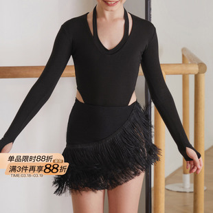 小小ZYM【&】半裙加密流苏开叉拉丁舞练功服女童百搭带底裤2412