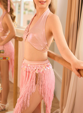 小小ZYM【Dance Party】半裙流苏三角裙型女童拉丁舞练功服25110