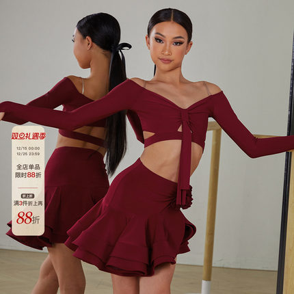 小小ZYM【绯色白兰地】半身裙重工拉丁舞服女童大摆裙带底裤23117