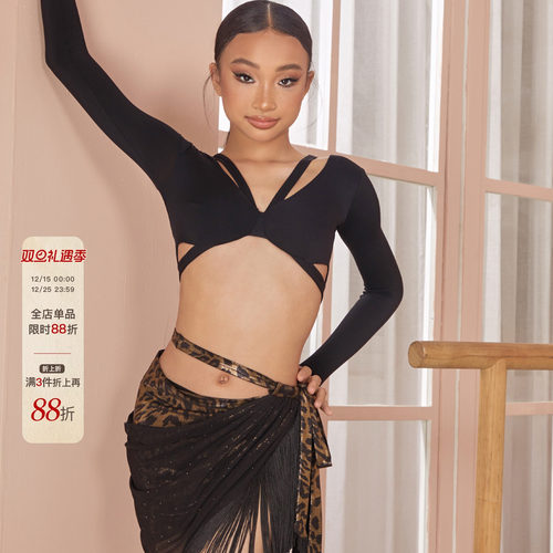 小小ZYM【醉金】半裙一片式围裹女童拉丁舞练功服高级复古感25091