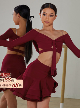 小小ZYM【绯色白兰地】半身裙重工拉丁舞服女童大摆裙带底裤23117