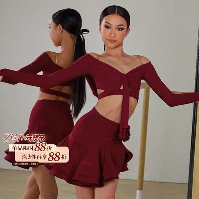 重工半身裙大摆裙拉丁舞服女童