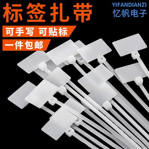 网路线标签扎带标牌扎带电缆标签扎带3*100/4*150/4*200可标记写