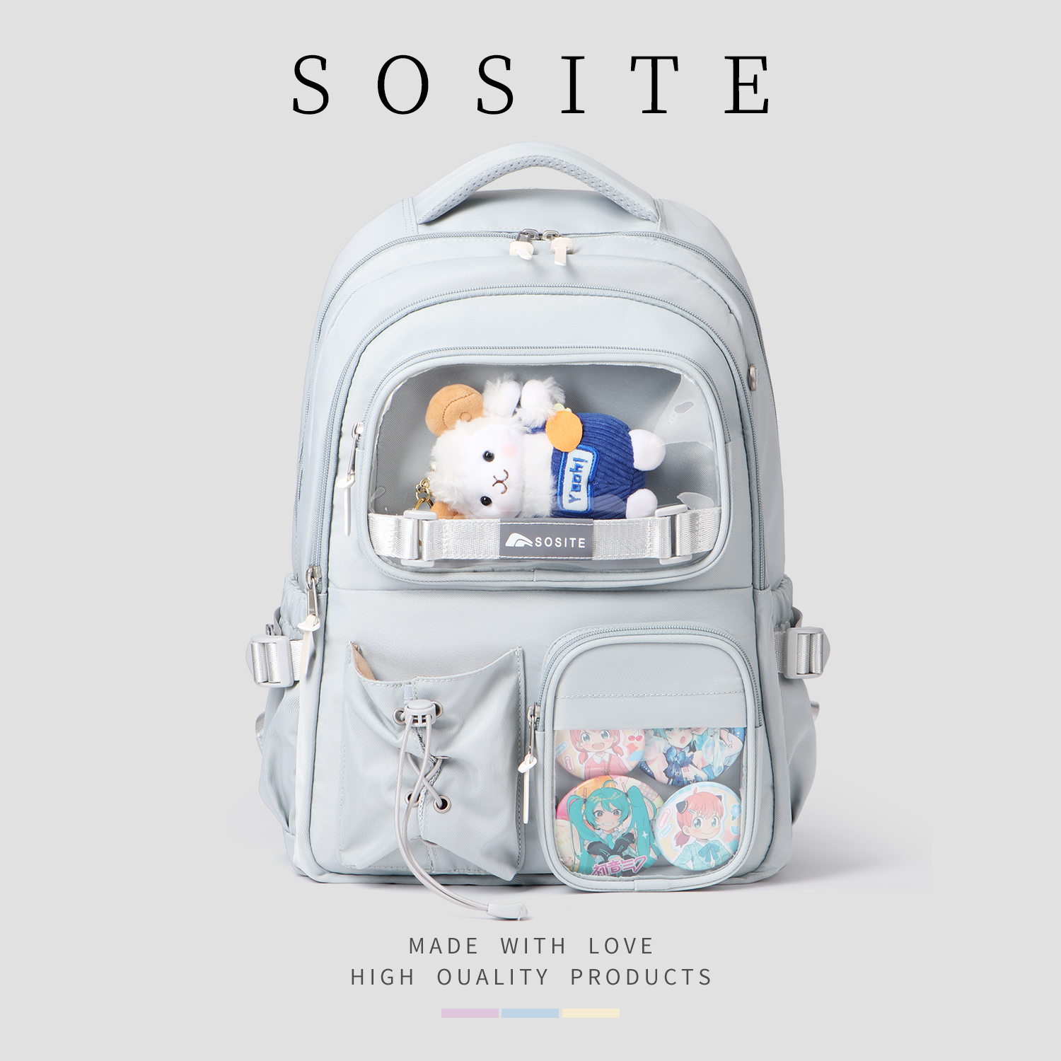SOSITE漫展少女新款痛包双肩包大容量自由diy学生书包二次元背包