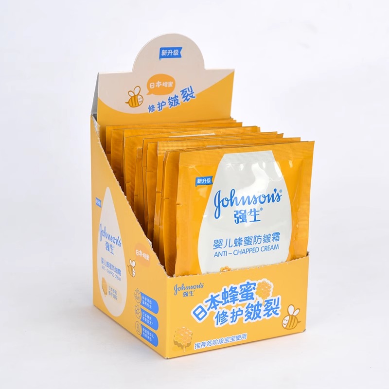 强生婴儿蜂蜜防皴霜25g袋装秋冬修护皴裂防皱润肤霜宝宝滋润