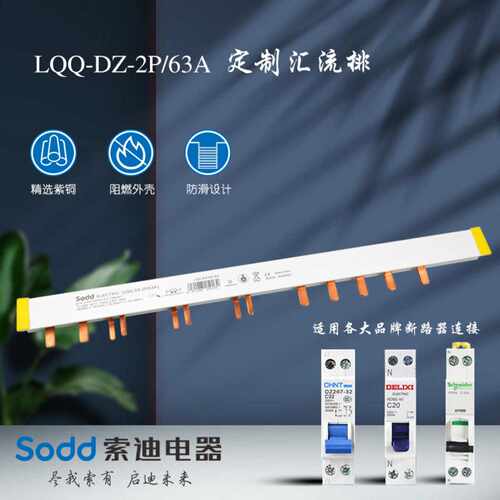 索迪LQQ-DZ-2P/63A定制款汇流排紫铜排空开连接排DPN接线汇流排