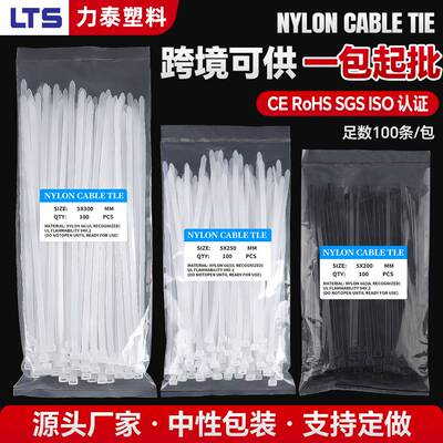 扎带尼龙100条小包nylon cable ties外贸自锁束线扎带100条