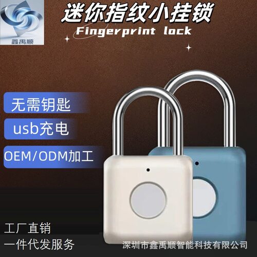 智能指纹挂锁小号安全锁高灵敏指纹感应USB充电 Fingerprint lock