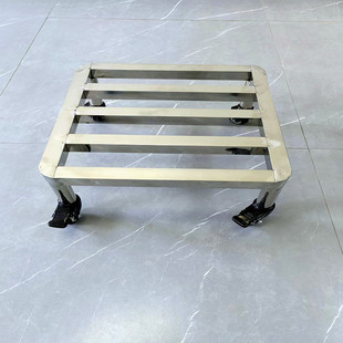 不锈钢带轮托盘圆角万向轮底座长方形花托花盆滚轮底架滑轮底托i.