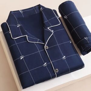 夏季男士睡衣纯棉短袖长裤男全棉薄款春秋大码可外穿家居服套装