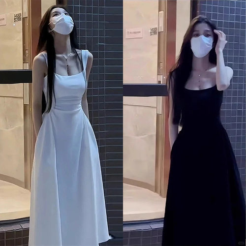 黑色修身法式吊带裙显瘦裙子女夏季爆款2026新款长裙高级感连衣裙