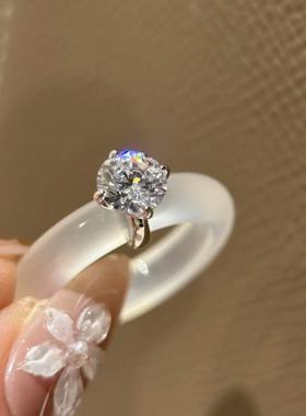 S925纯银冰种玉髓戒指单钻新中式复古精致清冷感指环时尚百搭配饰