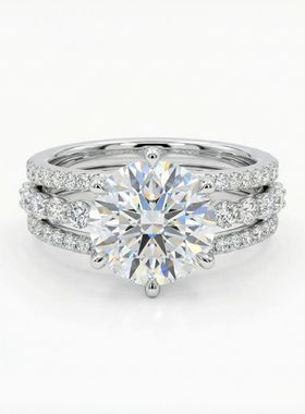 S925银5克拉莫桑钻戒指11.0mm跨境轻奢欧美女士婚戒新款厂家直销