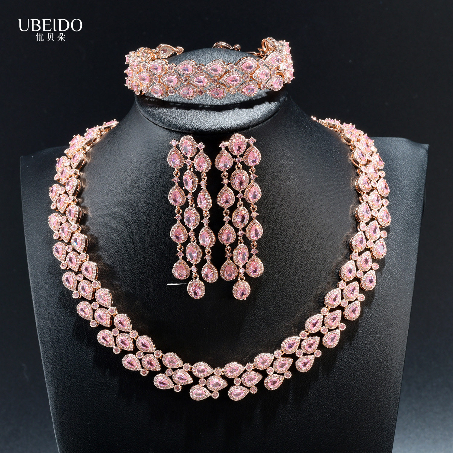 欧美夸张轻奢镶锆石首饰套装项链手链耳环三件套高定重工外贸批发,饰品/流行首饰/时尚饰品新,组合套装,淘宝优惠券,粉丝福利购,淘宝优惠卷