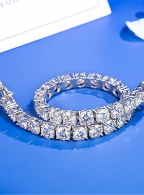 5mm莫桑石手链女生经典四爪满镶网球链跨境男手饰源头厂家代发