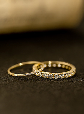 14k金戒指女莫桑钻通勤大气简约镶嵌气质食戒指黄金珠宝首饰30745
