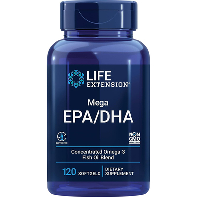 现货美国Life Extension Mega EPA/DHA浓缩Omega-3鱼油120粒胶囊