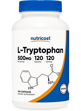 美国Nutricost L-Tryptophan L-色氨酸 500mg含胡椒素120粒
