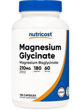 现货美国nutricost Magnesium Glycinate甘氨酸镁胶囊70mg*180粒
