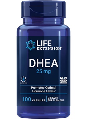 现货美国life extension DHEA脱氢表雄酮青春素卵巢试管25mg100粒