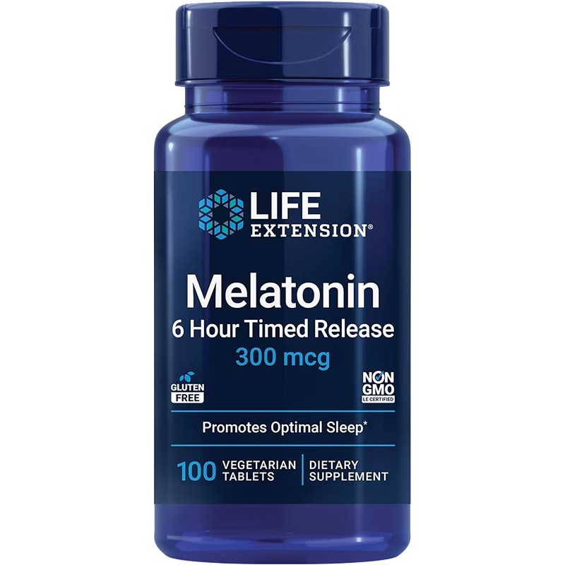 美国Life Extension褪黑素 褪黑荷尔蒙6小时延迟释放300微克100片