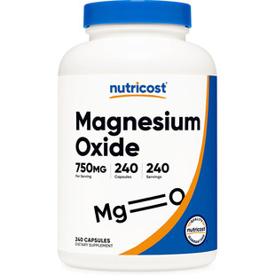 现货美国Nutricost Magnesium Oxide氧化镁胶囊750mg240粒420mg镁