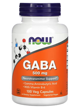 现货NOW FOODS GABA 伽玛γ-氨基丁酸500mg100粒胶囊 睡眠健康