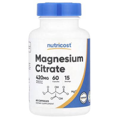 现货美国Nutricost Magnesium Citrate 柠檬酸镁105mg 60粒胶囊