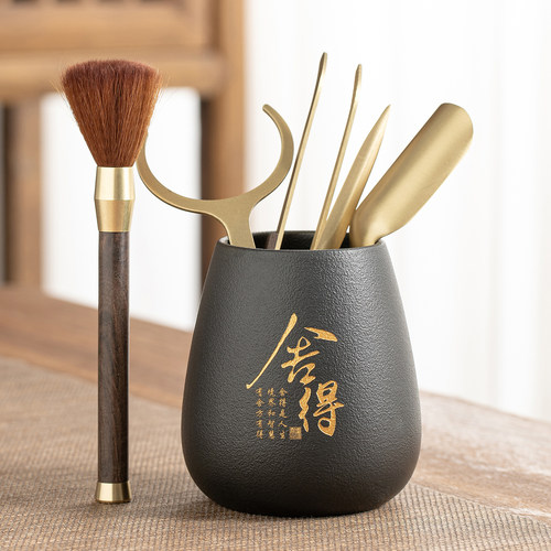 高档黄铜茶道六君子套装茶具配件茶夹茶刀勺茶台泡茶工具用品大全