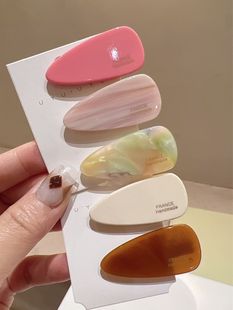 新款 可爱白色刘海夹发卡鸭嘴夹 醋酸少女风粉色发夹边夹简约气质款