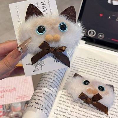 甜美小猫毛绒发夹蝴蝶结