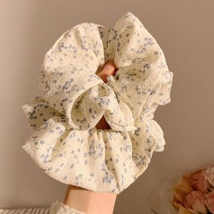 『文艺』韩系温柔蓝碎花发饰发圈高级感大号丸子花朵发绳头绳大肠